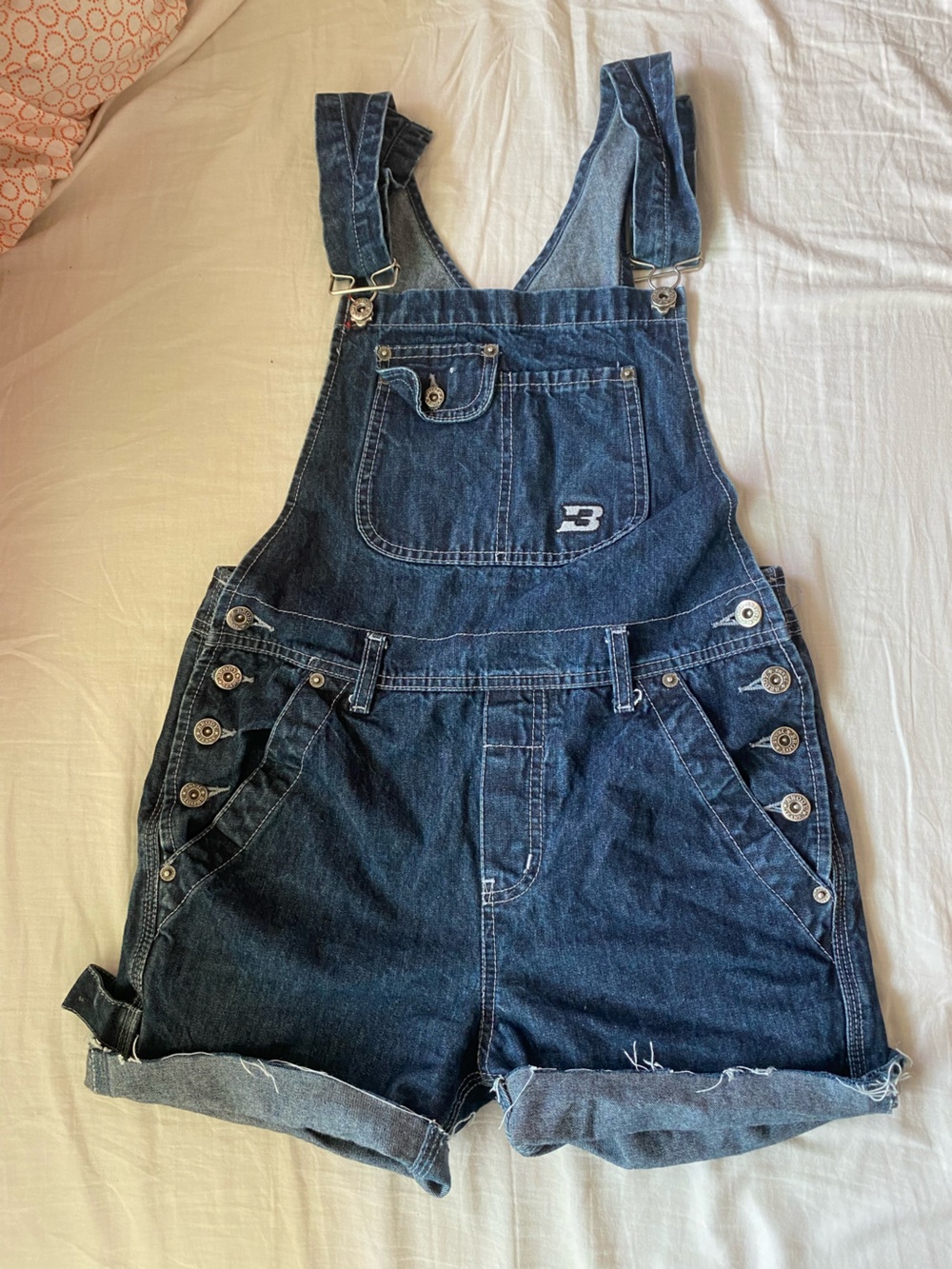Raver Style Dark Wash Denim Short Overalls